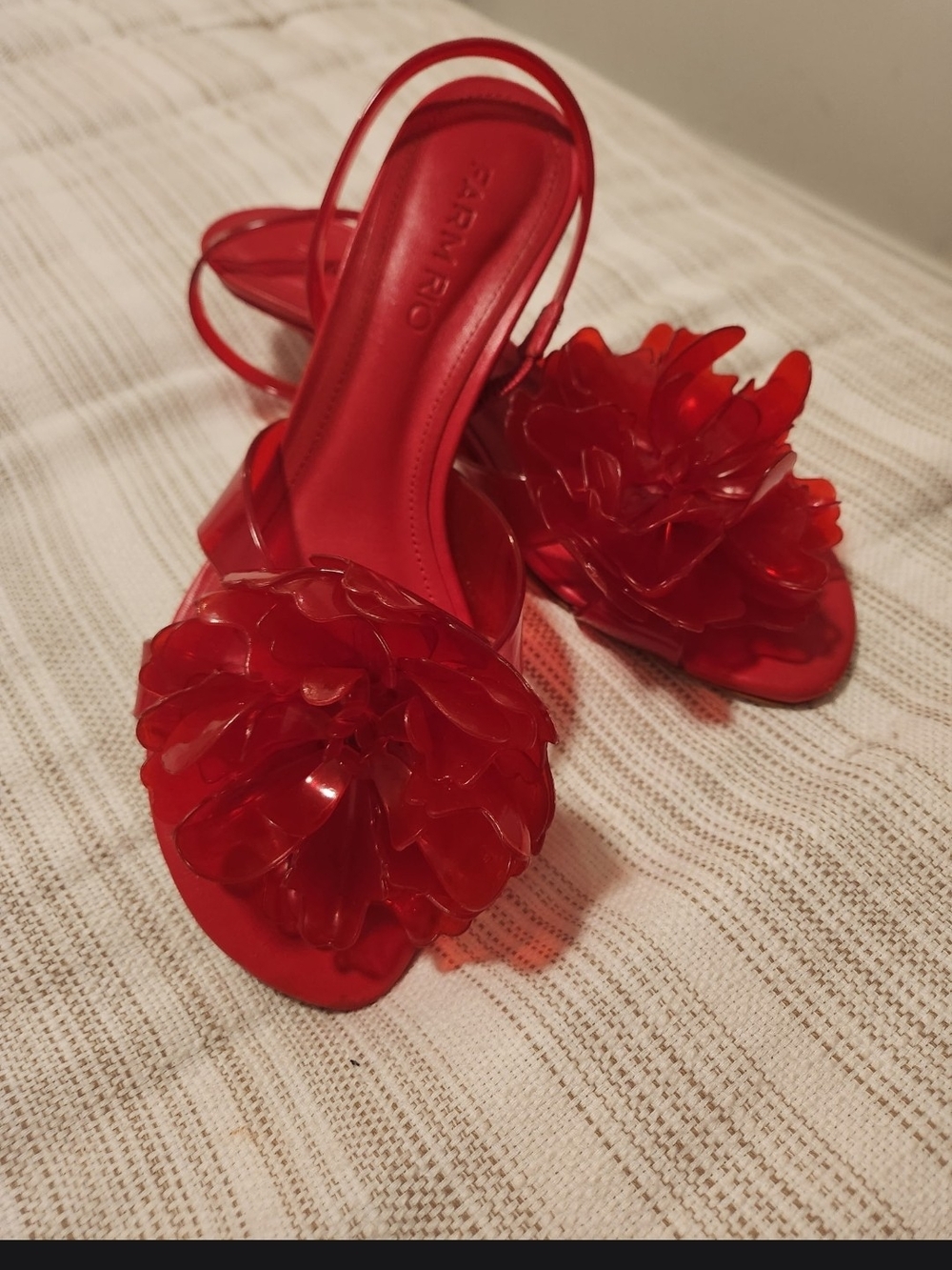 FARM Rio Vibrant Red Strappy Leather Sandals - Picture 2 of 5